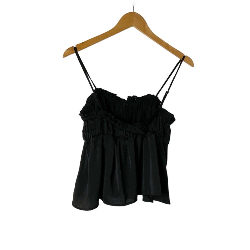 American Eagle Outfitters Black Satin Cropped Cami Top Size Small - Picture 3 of 6